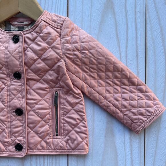 Burberry Baby Girls Size 12M 80CM Quilted Full Zip Coat Jacket Pink EUC - Picture 5 of 9